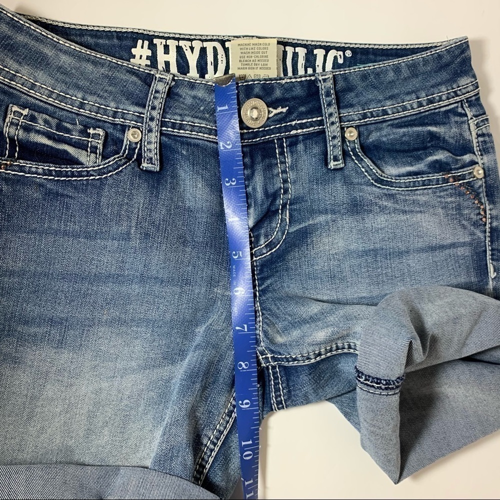 VTG Hydraulic blue jean shorts with jeweled pockets size 5/6 - Picture 7 of 12